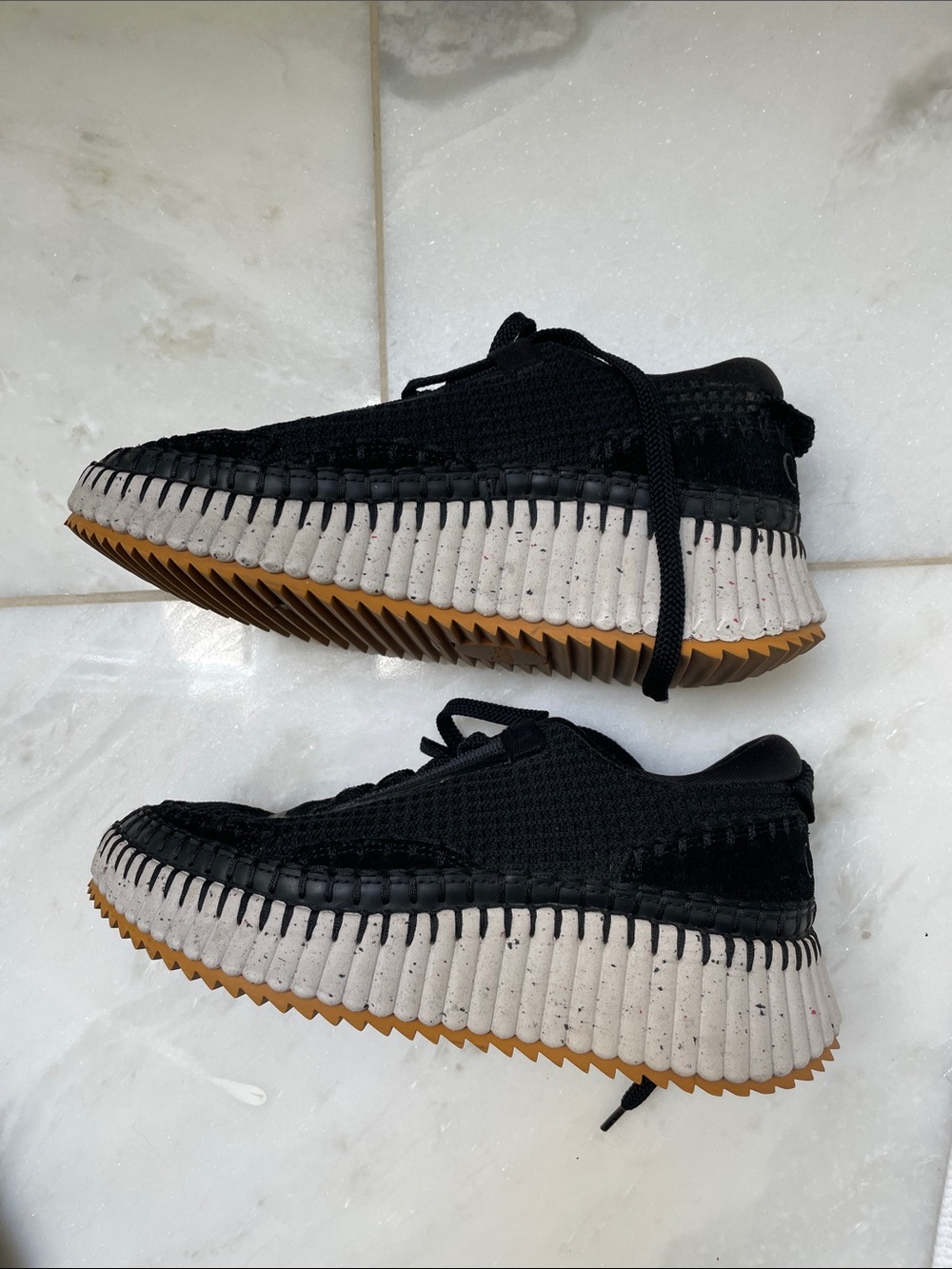 Chloe Black Knit Lace-Up Women's Sneakers
